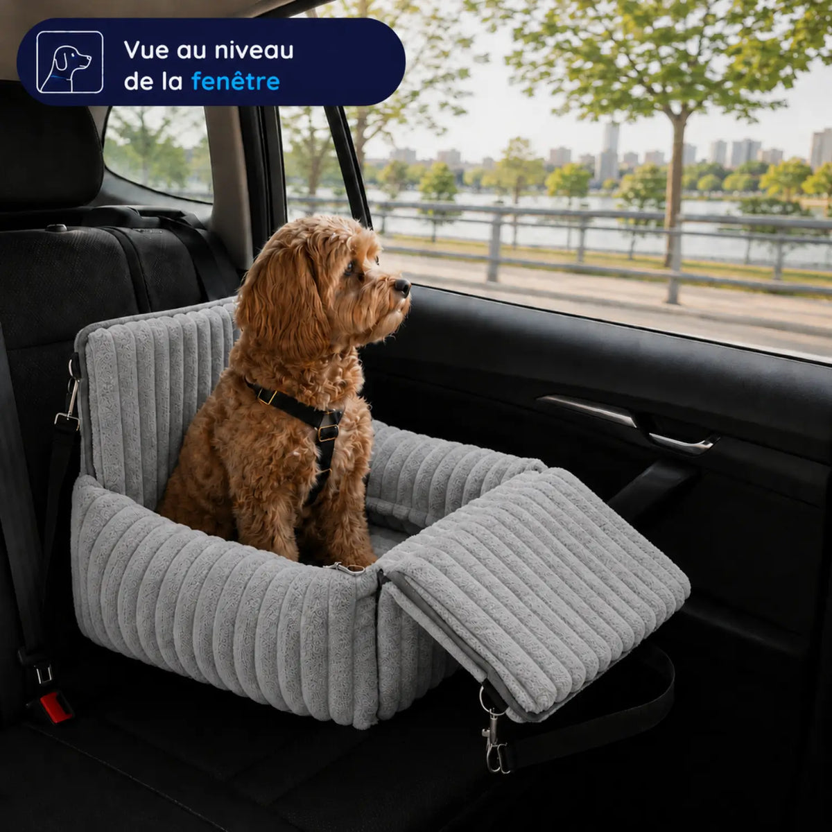 MrFluffyFriend® - Siège Auto Douillet & Sécurisé pour Chien
